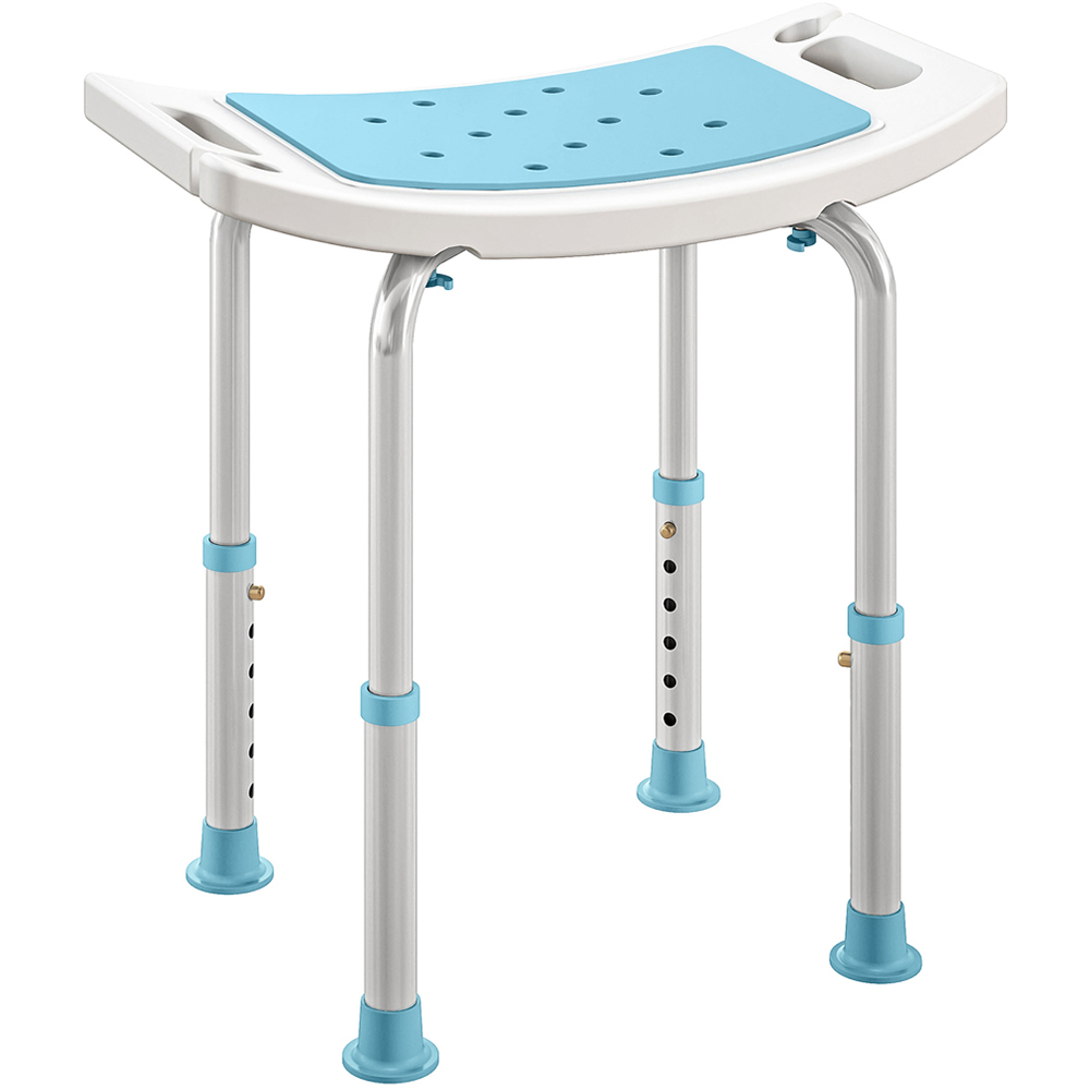 Homcom Turquoise Aluminium Height Adjustable Bath Stool With Shower Hole