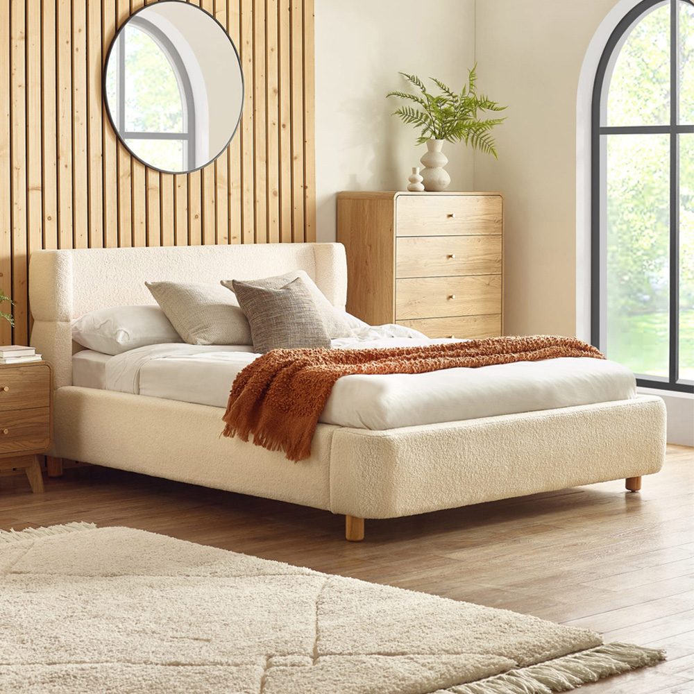 Julian Bowen Oberon King Size Cream Boucle Upholstered Bed